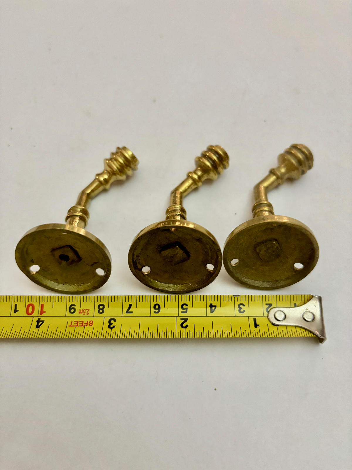 Set of Three Matching Antique Brass Coat Hooks