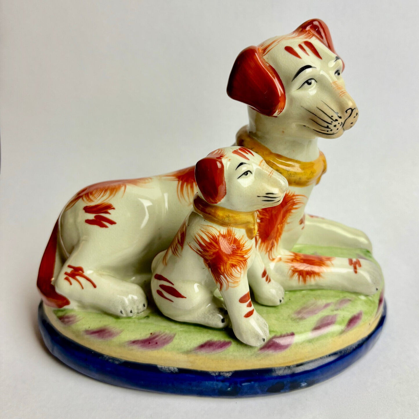 Pair of Antique Staffordshire Terriers with Puppy Bookends