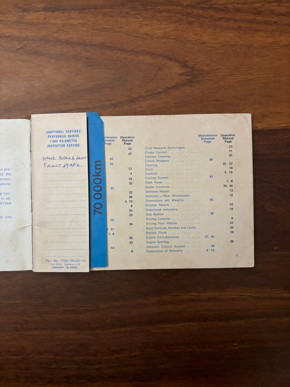 Ford Cortina L. GL. Ghia Operation Manual/Maintenance Schedule-1980 (e013)