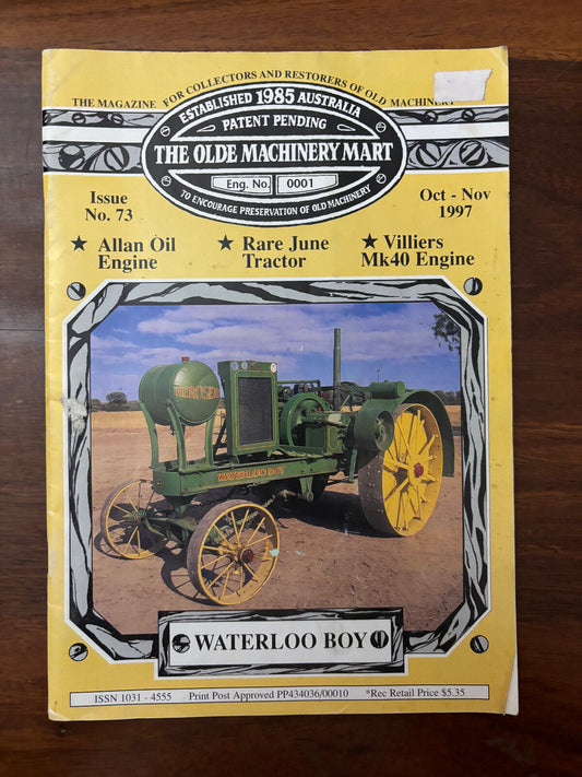 The Olde Machinery Mart Magazine Oct 1997 Issue 73 Villiers Allan Oil Waterloo