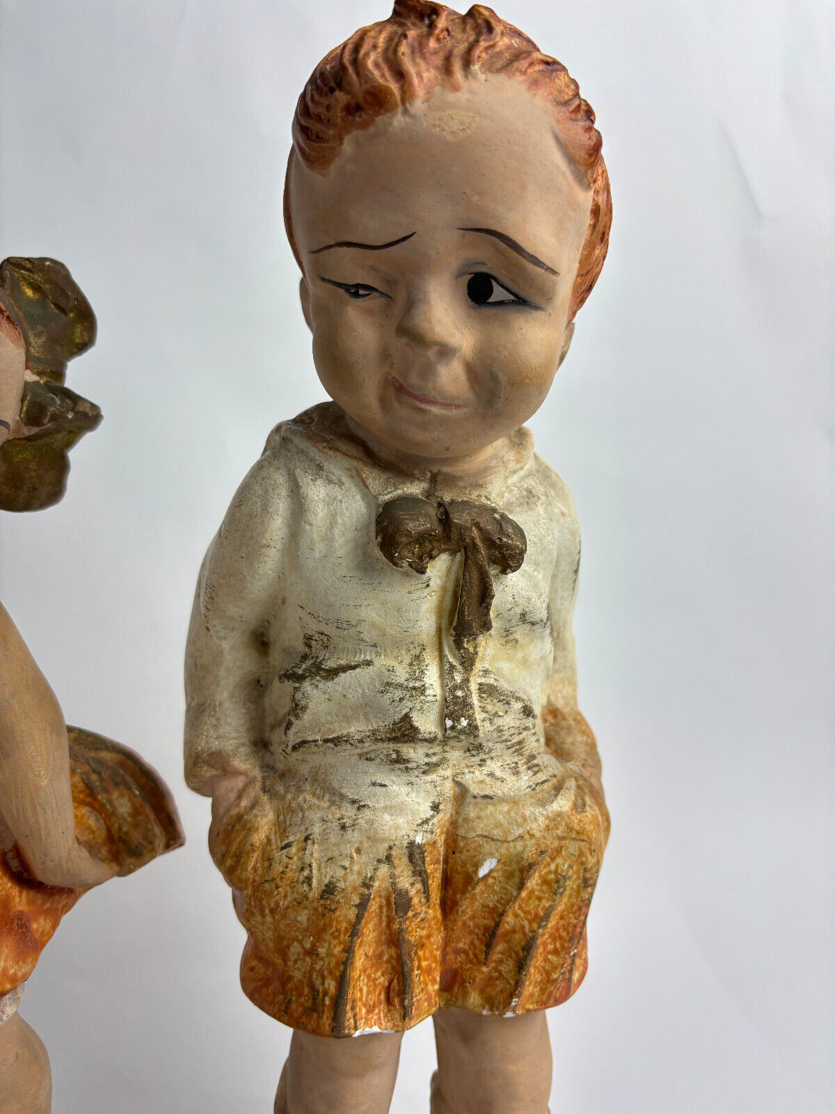 Rare 1920s Painted Chalkware Ginger Meggs and Minnie Peters Figures