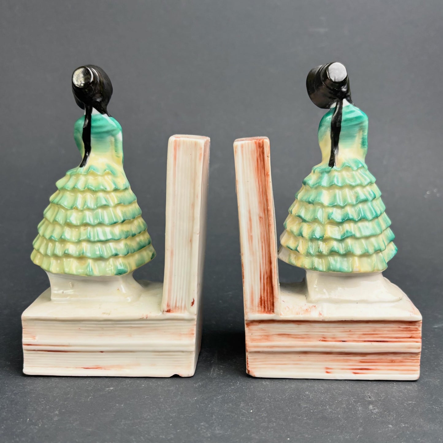 Vintage Japanese Art Deco Porcelain Lady Bookends – Pair c.1930s–40s