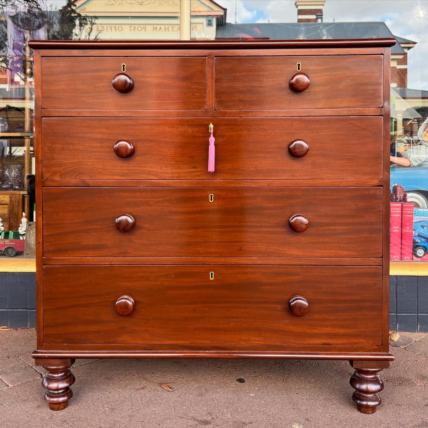 Antique Cedar Chest of Drawers with Turned Feet Circa 1840s-1860s