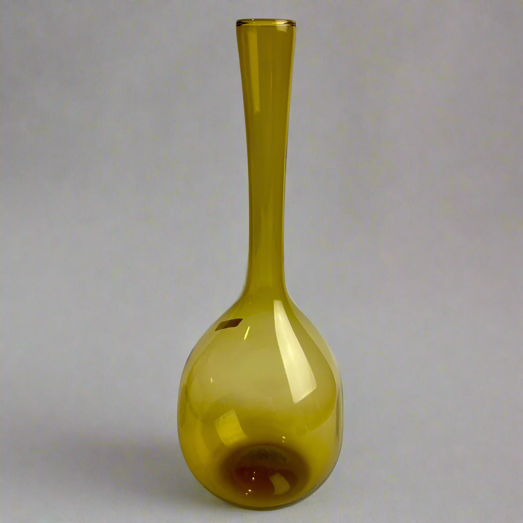 Mid-Century Swedish Amber Glass Vase – Aseda Glasbruk Style (c. 1960s–70s)