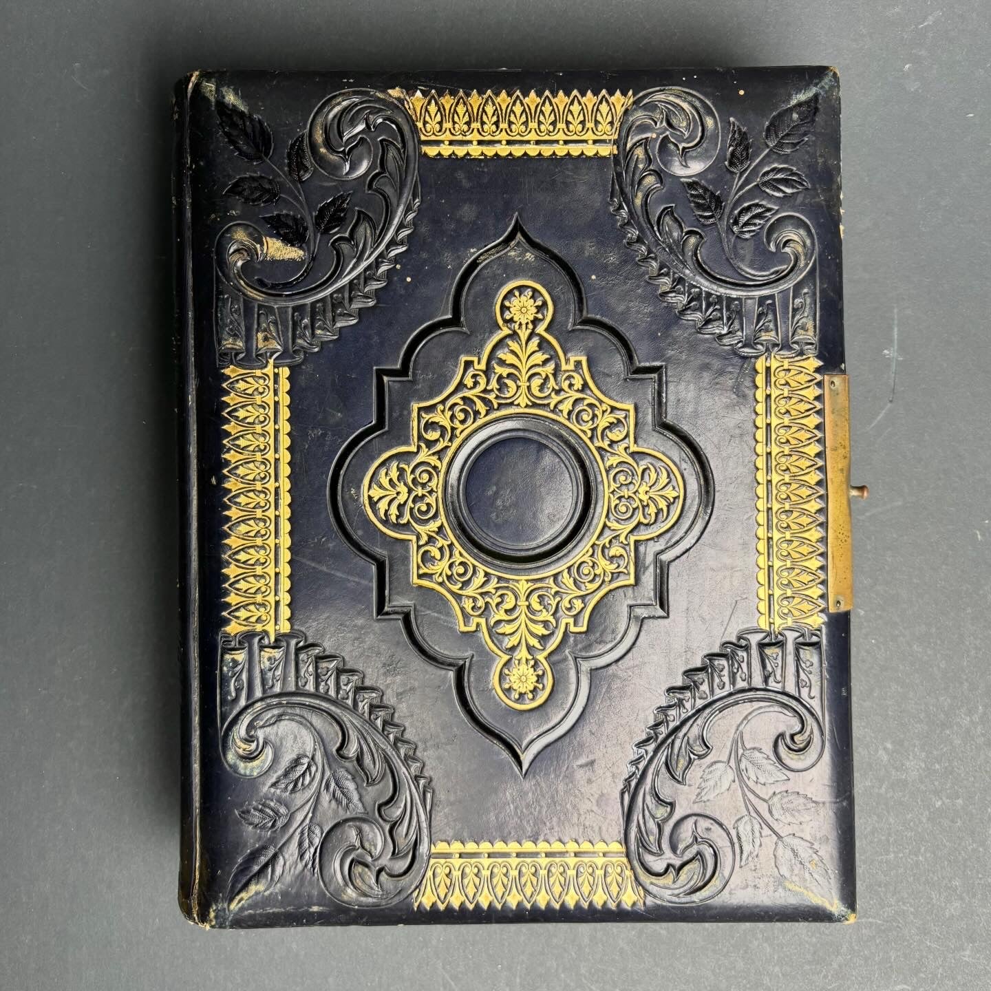 Victorian Leather Photograph Album c.1880s – Embossed Gilt Cover