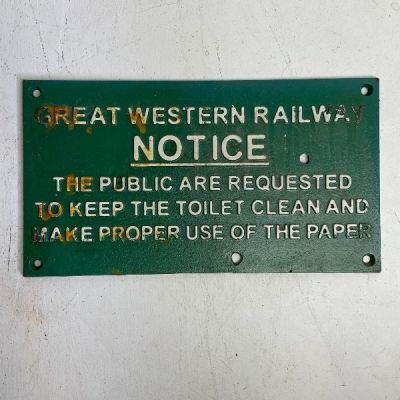 Rusty Great Western Rail Cast Iron Sign (Green)