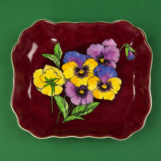 Royal Doulton "Pansy" D6402 Art Deco Serving Plate – Hand Decorated Floral Platter