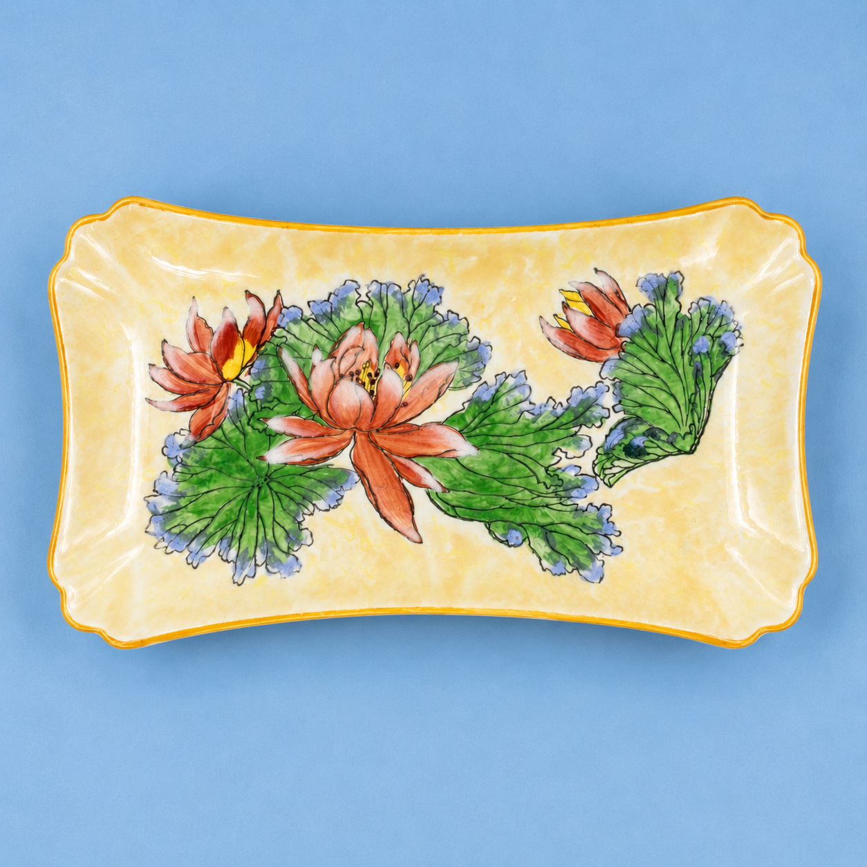 Royal Doulton "Water Lily" D6343 Art Deco Sandwich Serving Plate – Hand Decorated
