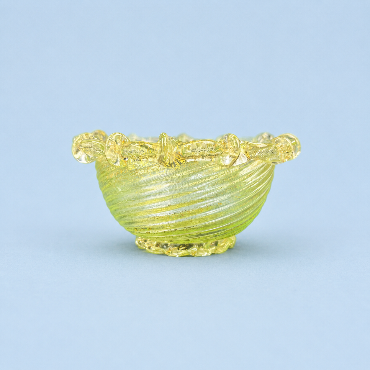 Vintage Murano Zanfirico Filigree Art Glass Bowl – Citron Green – Italy c.1960s