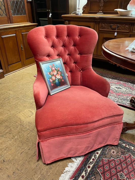 Pair of Watermelon Velvet Bedroom Chairs