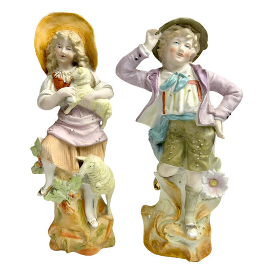 Pair of German Bisque Figurines 28cm