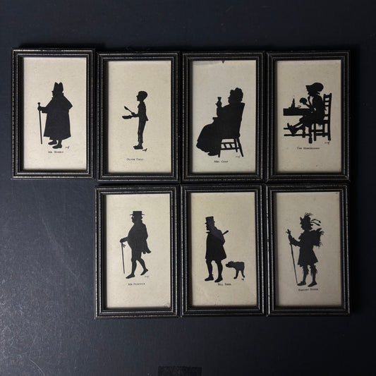 Set of 7 Vintage Charles Dickens Character Silhouettes – Framed Prints – Kyd Style