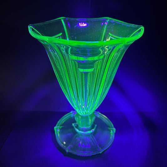 Art Deco Green Uranium Glass Vase