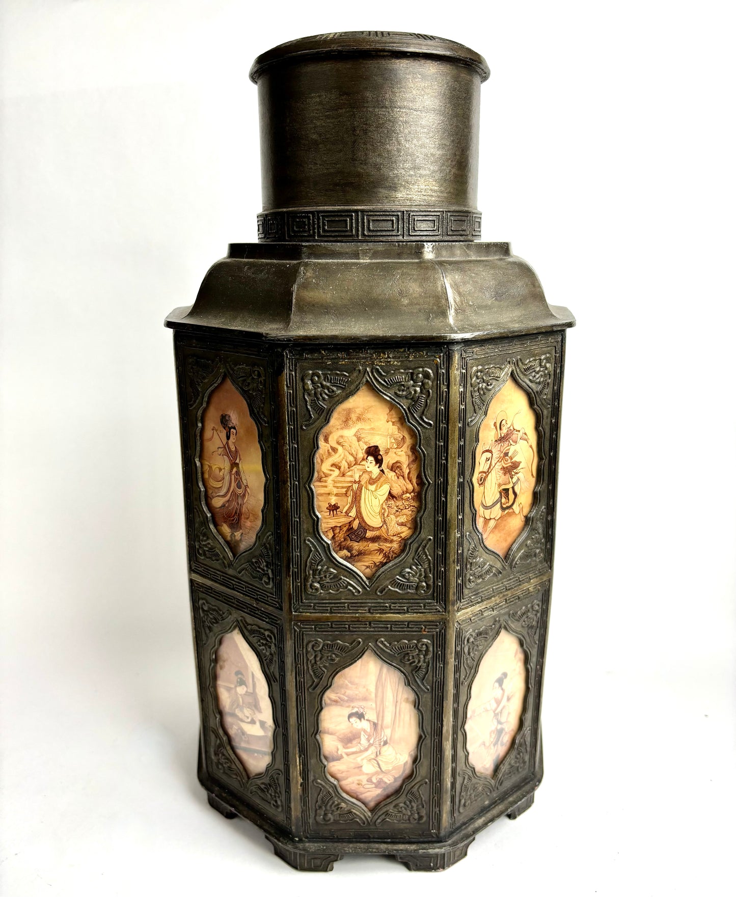 Antique Bronze Asian Tea Caddy