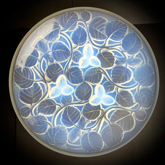 Art Deco Opalescent Glass Bowl with Hazelnut Motif by Arrers