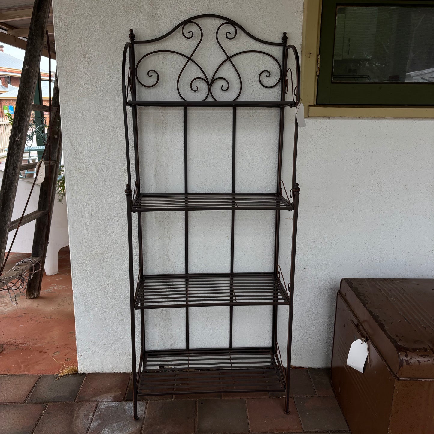 Vintage-Style Wrought Iron Bakers Rack / Plant Stand – 4 Tier – Reproduction