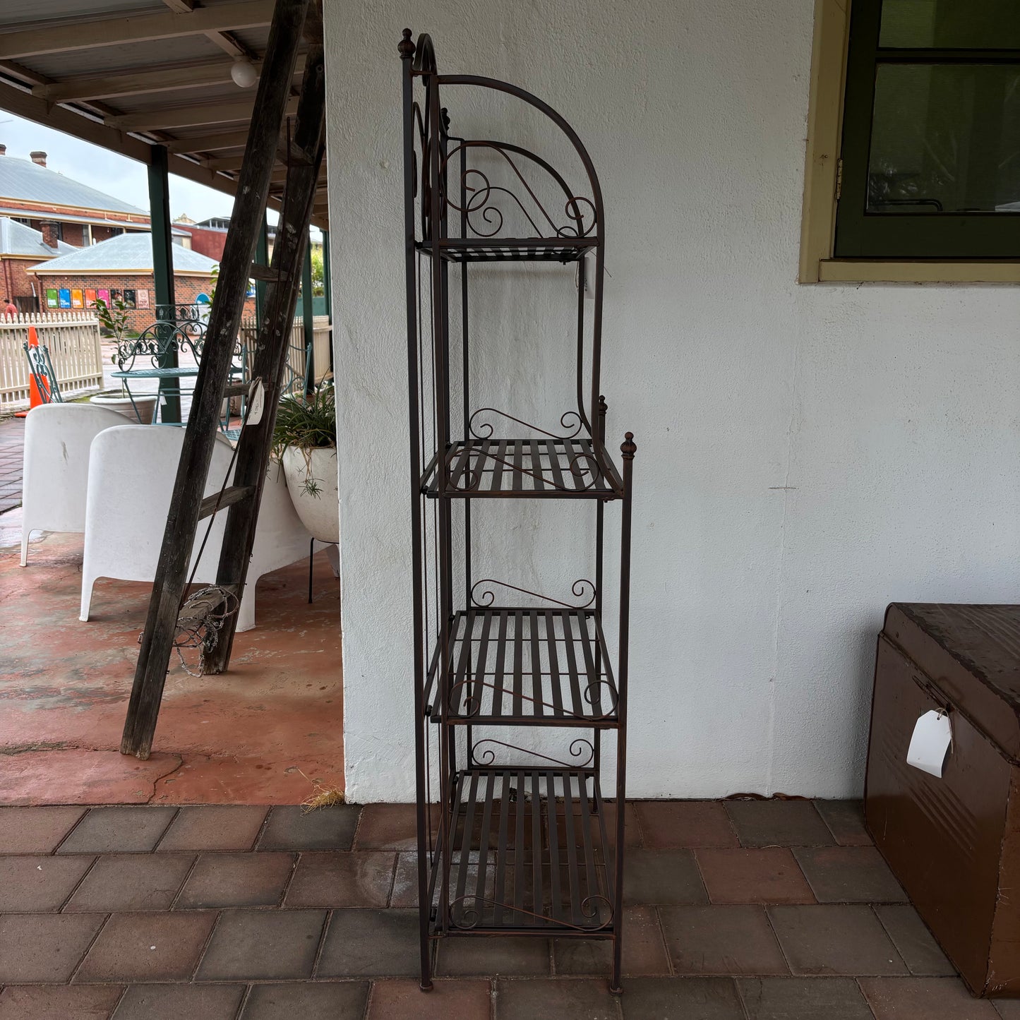 Vintage-Style Wrought Iron Bakers Rack / Plant Stand – 4 Tier – Reproduction