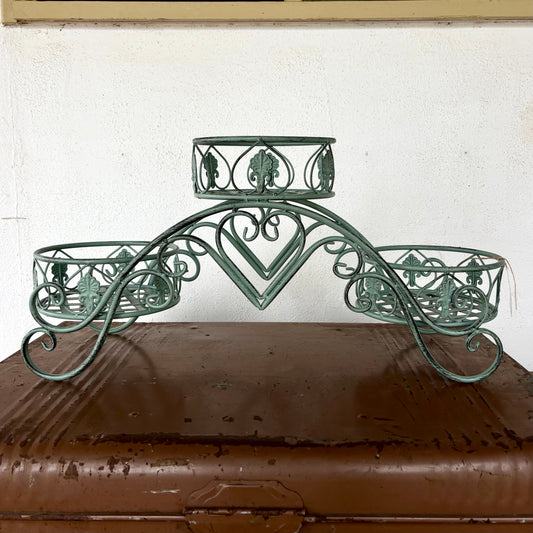 Reproduction French Provincial Three-Tier Metal Plant Stand – Sage Green