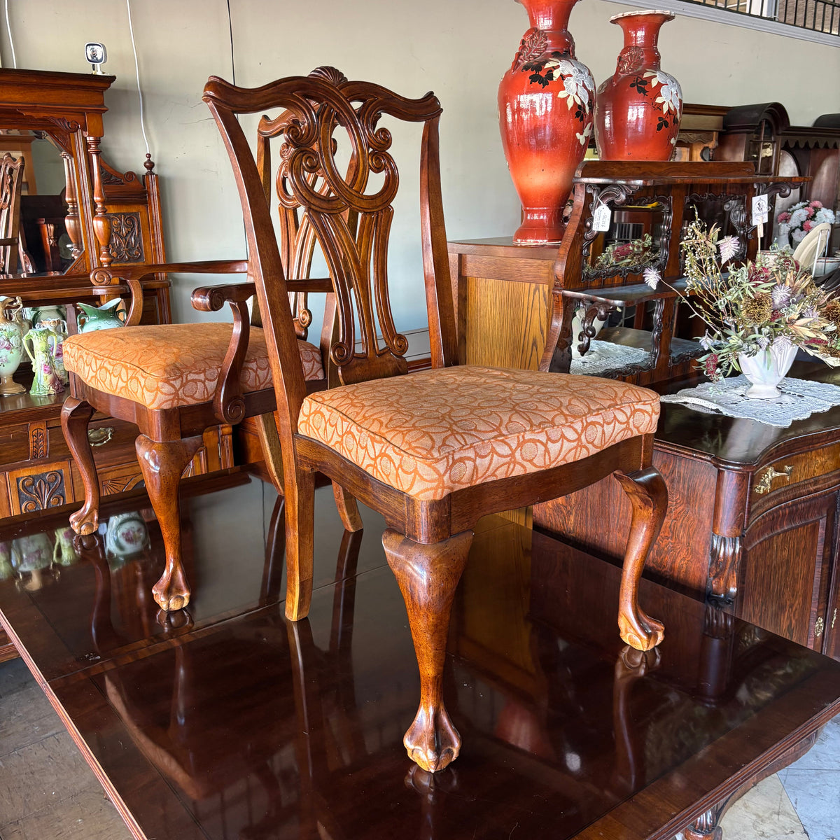 Chippendale Style Extension Dining Table & Eight Chairs