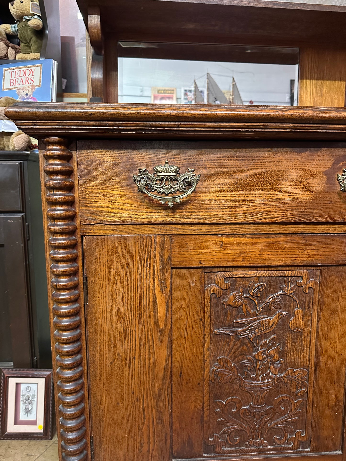 Victorian Oak Sideboard with Light Bulb Handles