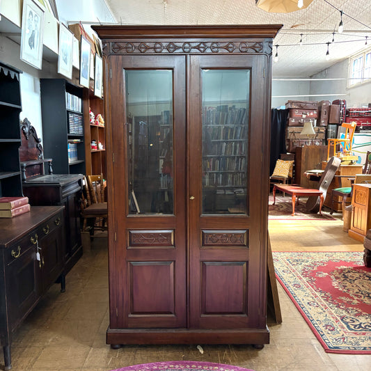 Contemporary Carved Mahogany Display Cabinet