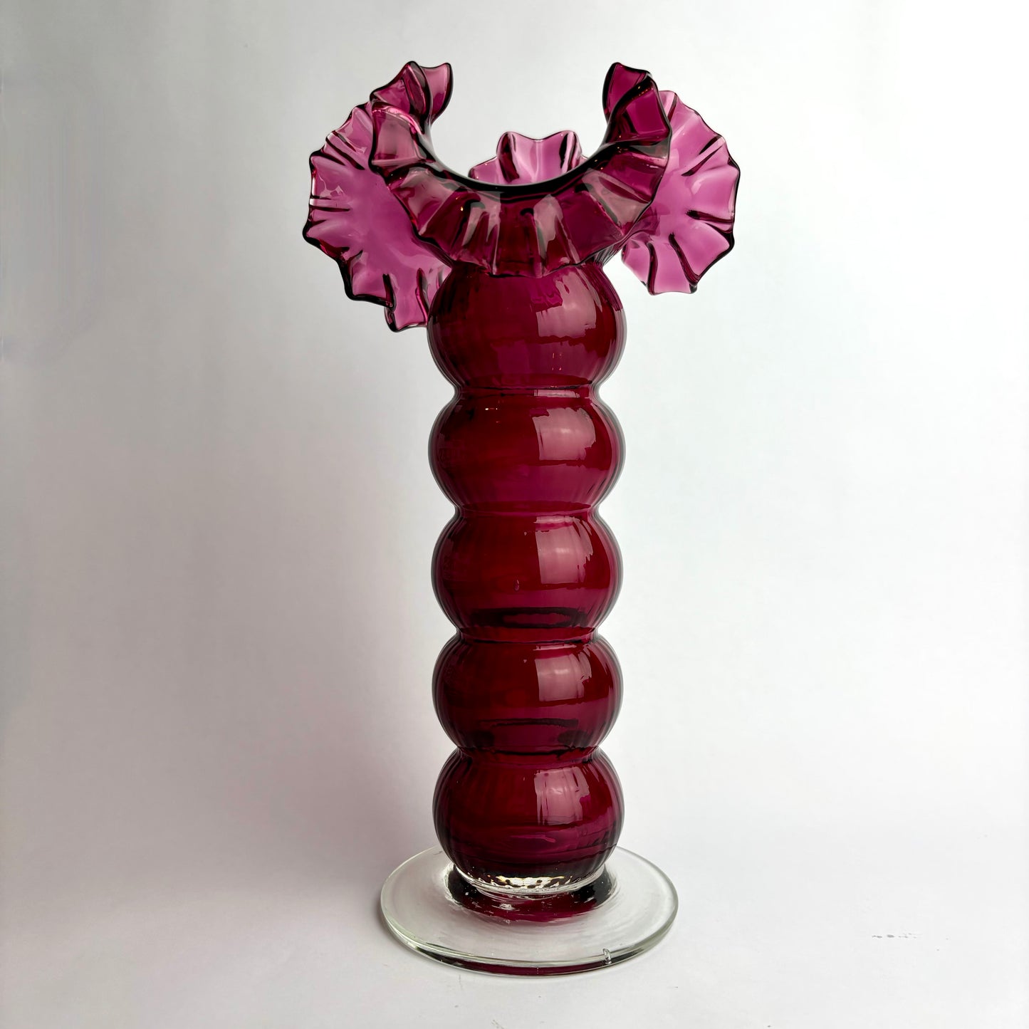 Victorian Cranberry Glass Tall Vase c.1890