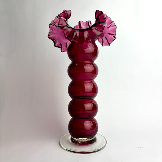 Victorian Cranberry Glass Tall Vase c.1890