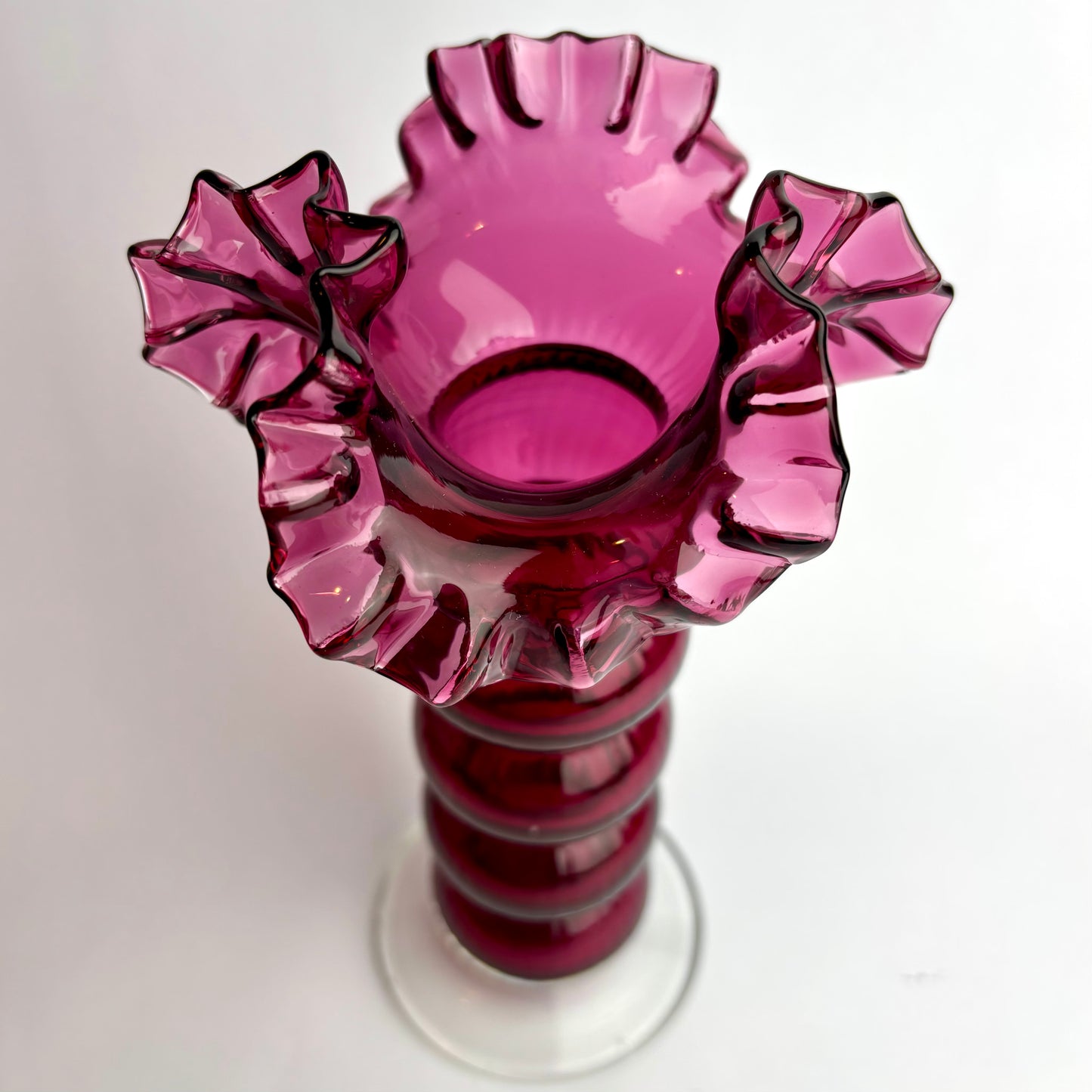 Victorian Cranberry Glass Tall Vase c.1890