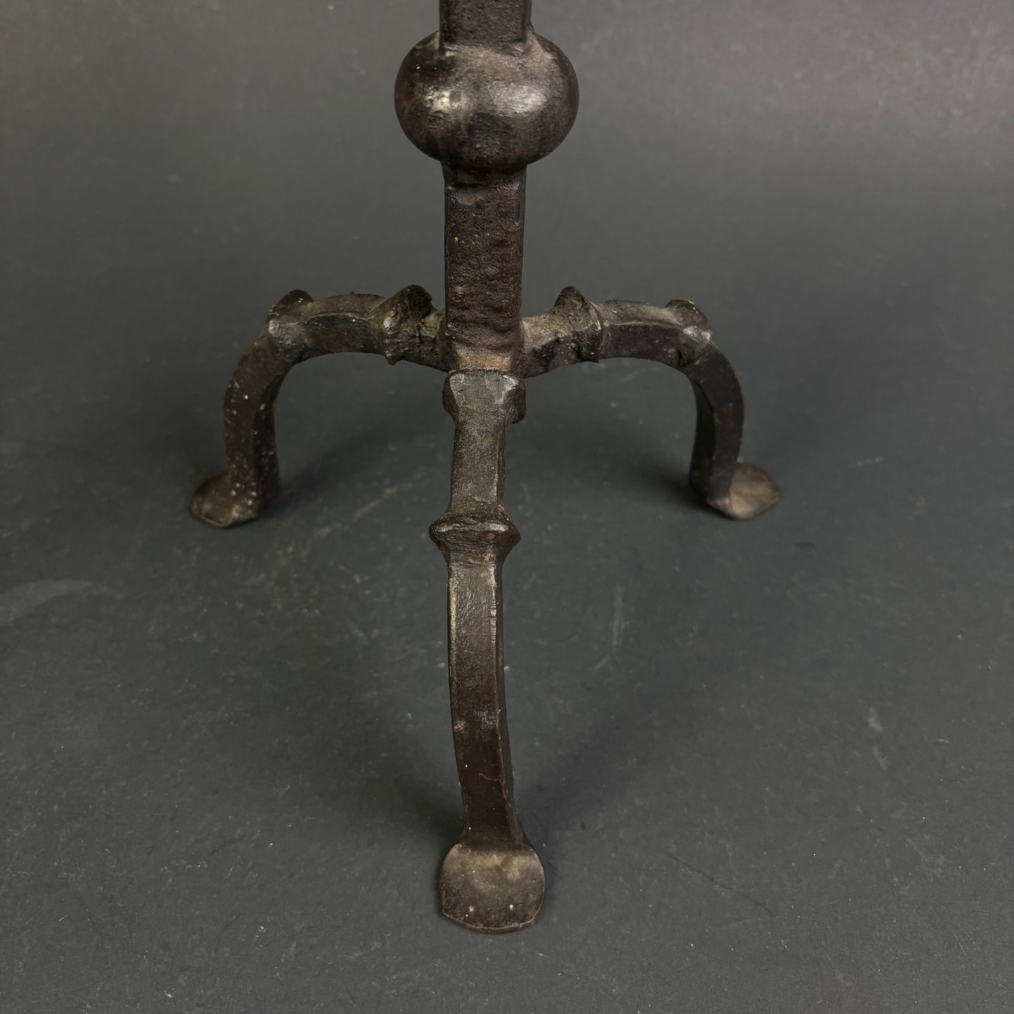 Antique Hand-Forged Wrought Iron Floor Candlesticks c.1800–1850 | Pair | 59cm