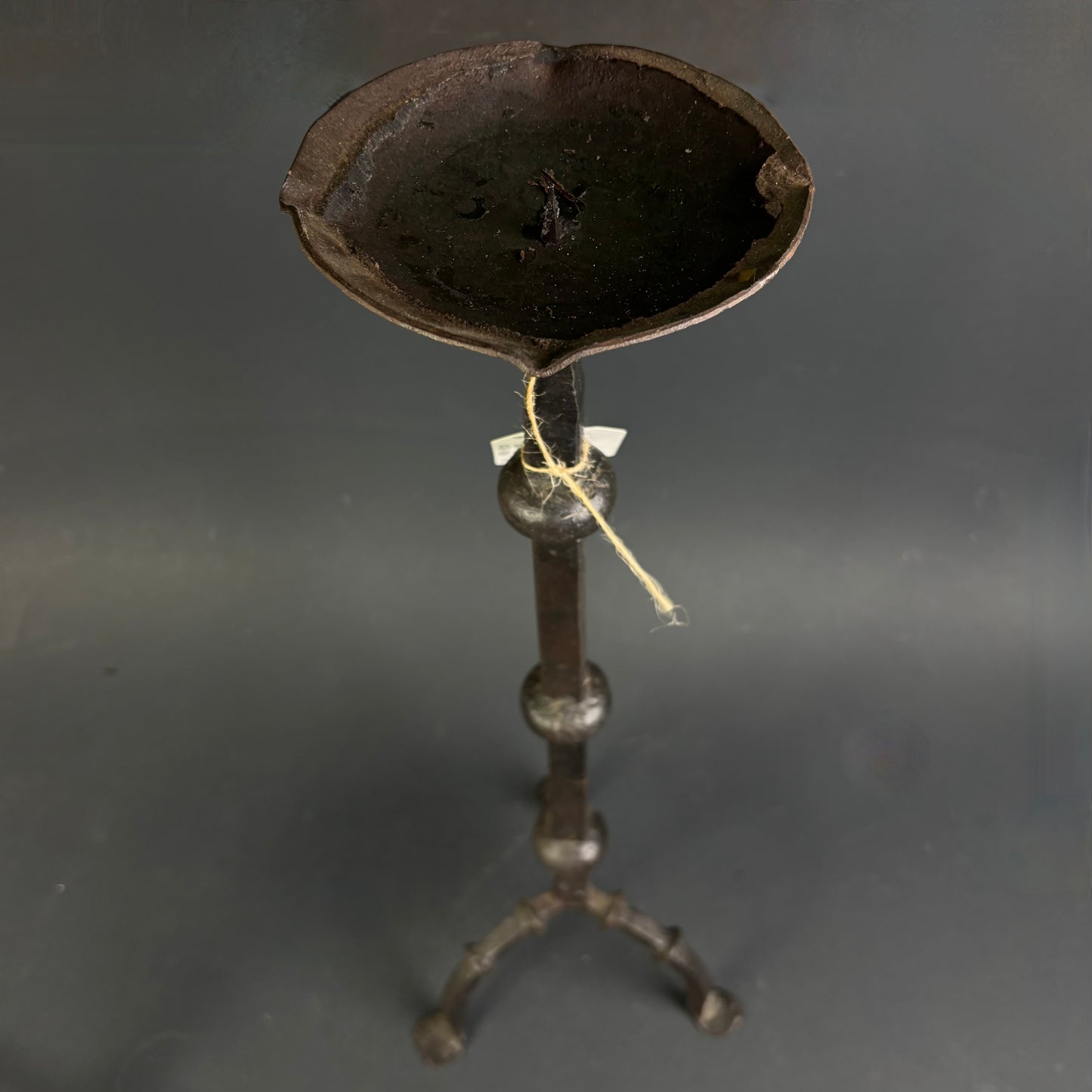 Antique Hand-Forged Wrought Iron Floor Candlesticks c.1800–1850 | Pair | 59cm