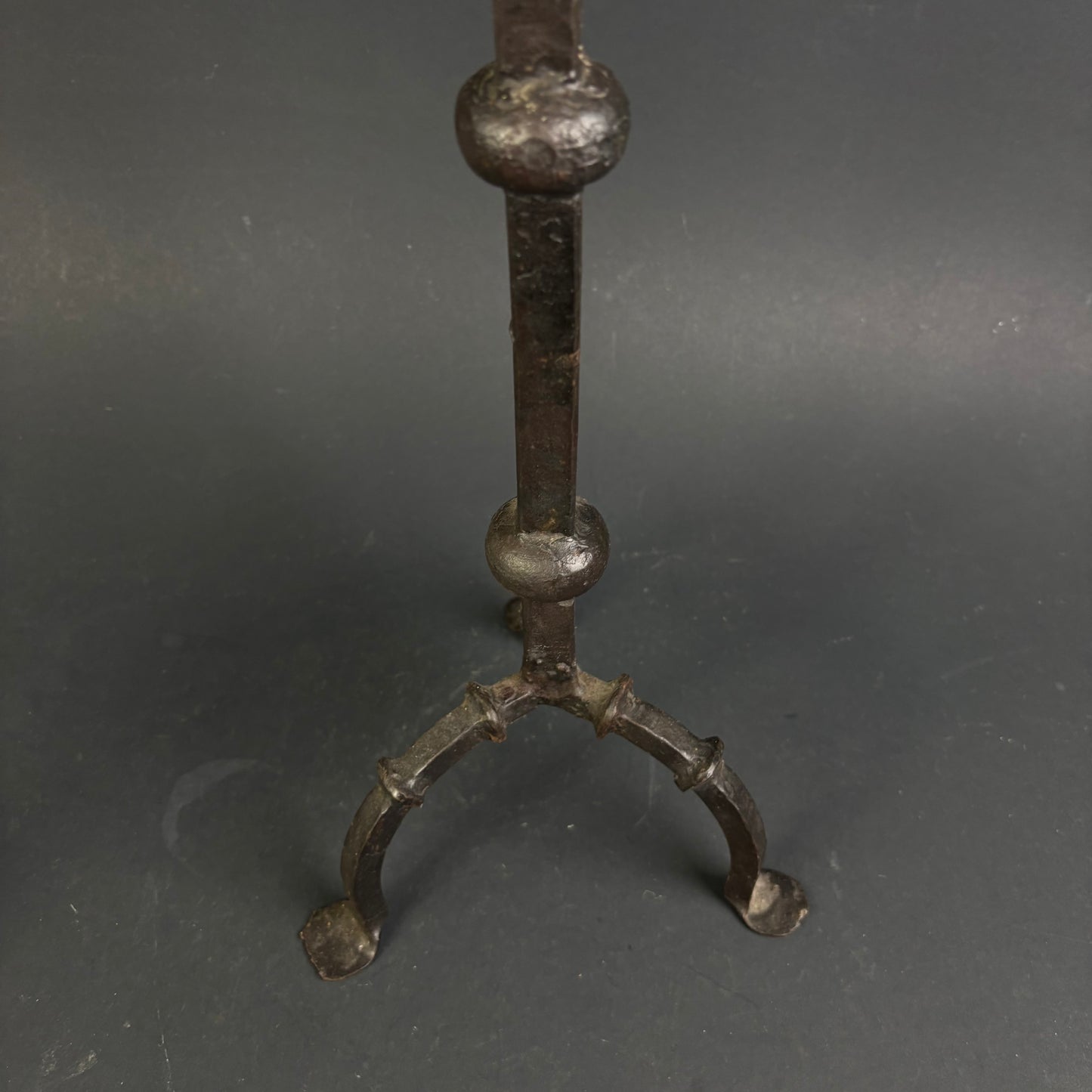 Antique Hand-Forged Wrought Iron Floor Candlesticks c.1800–1850 | Pair | 59cm