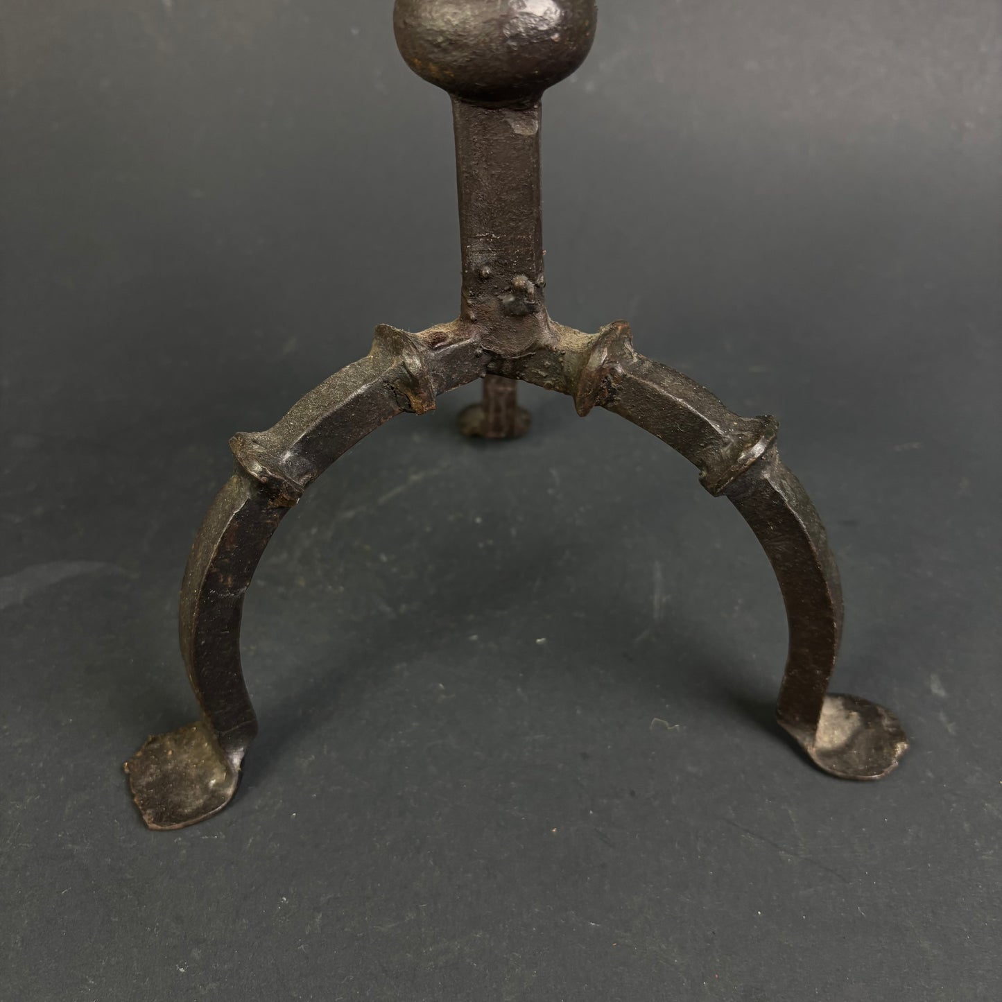 Antique Hand-Forged Wrought Iron Floor Candlesticks c.1800–1850 | Pair | 59cm