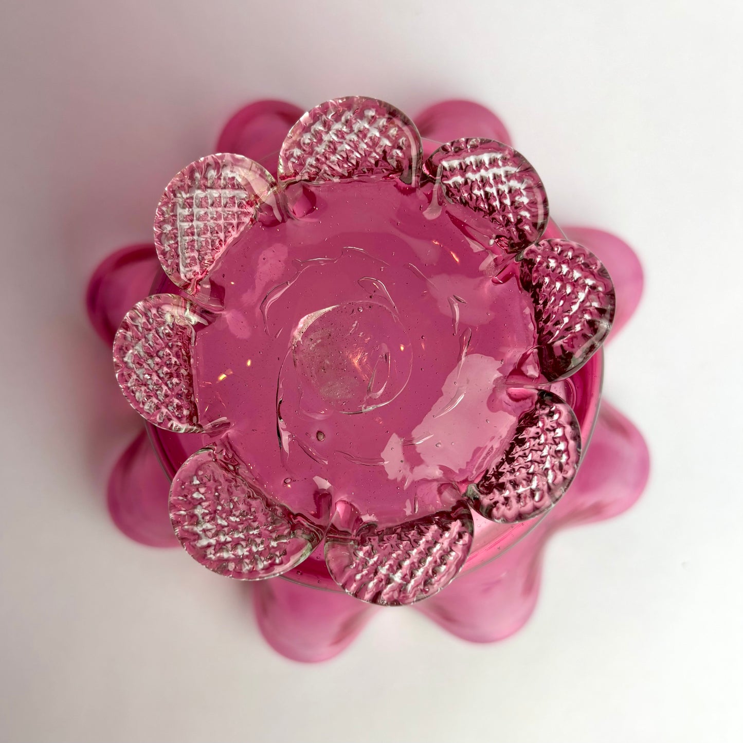 Victorian Cranberry Glass Vase with Applied Clear Glass Feet  c. 1880–1900