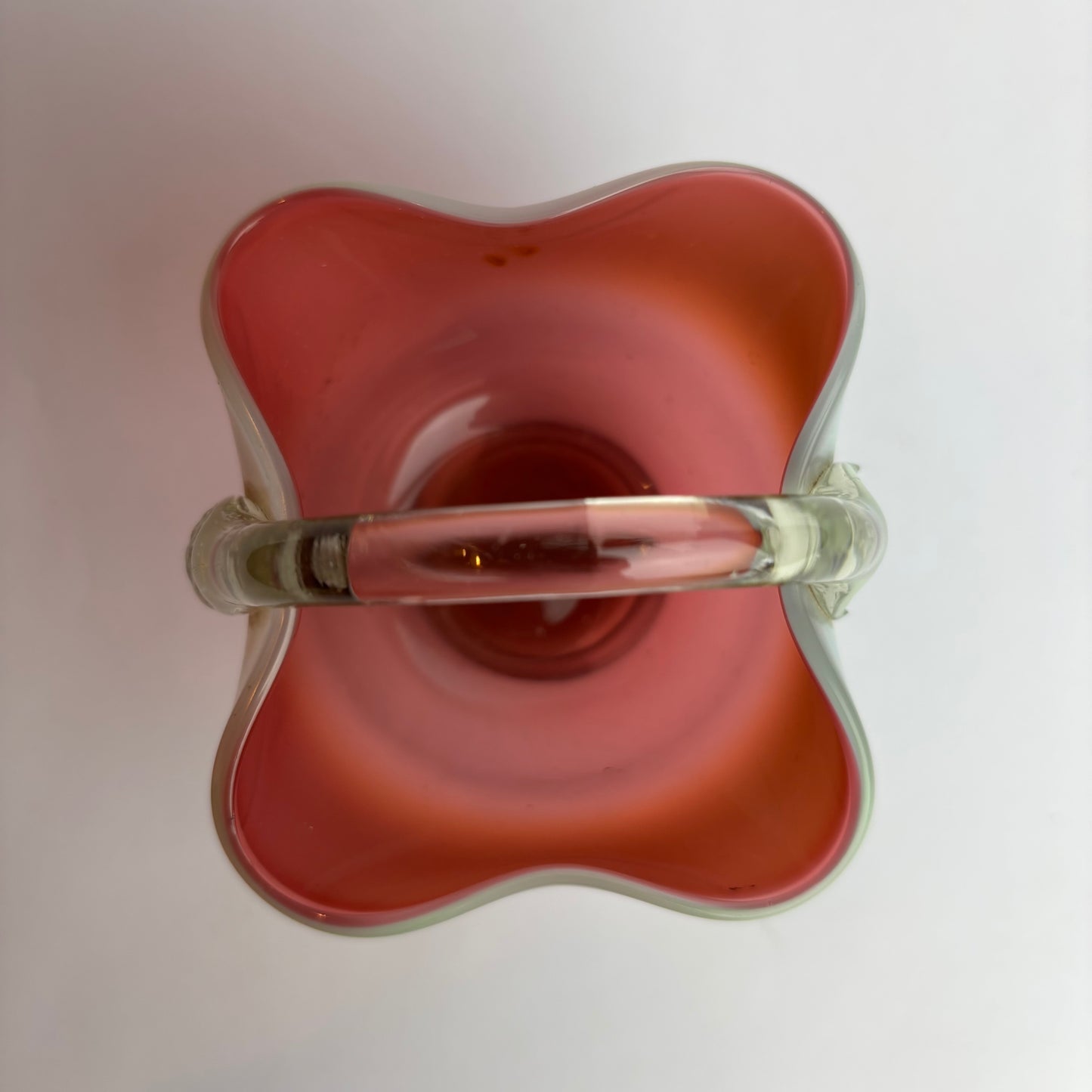 Antique Victorian Cranberry & Opaline Glass Basket