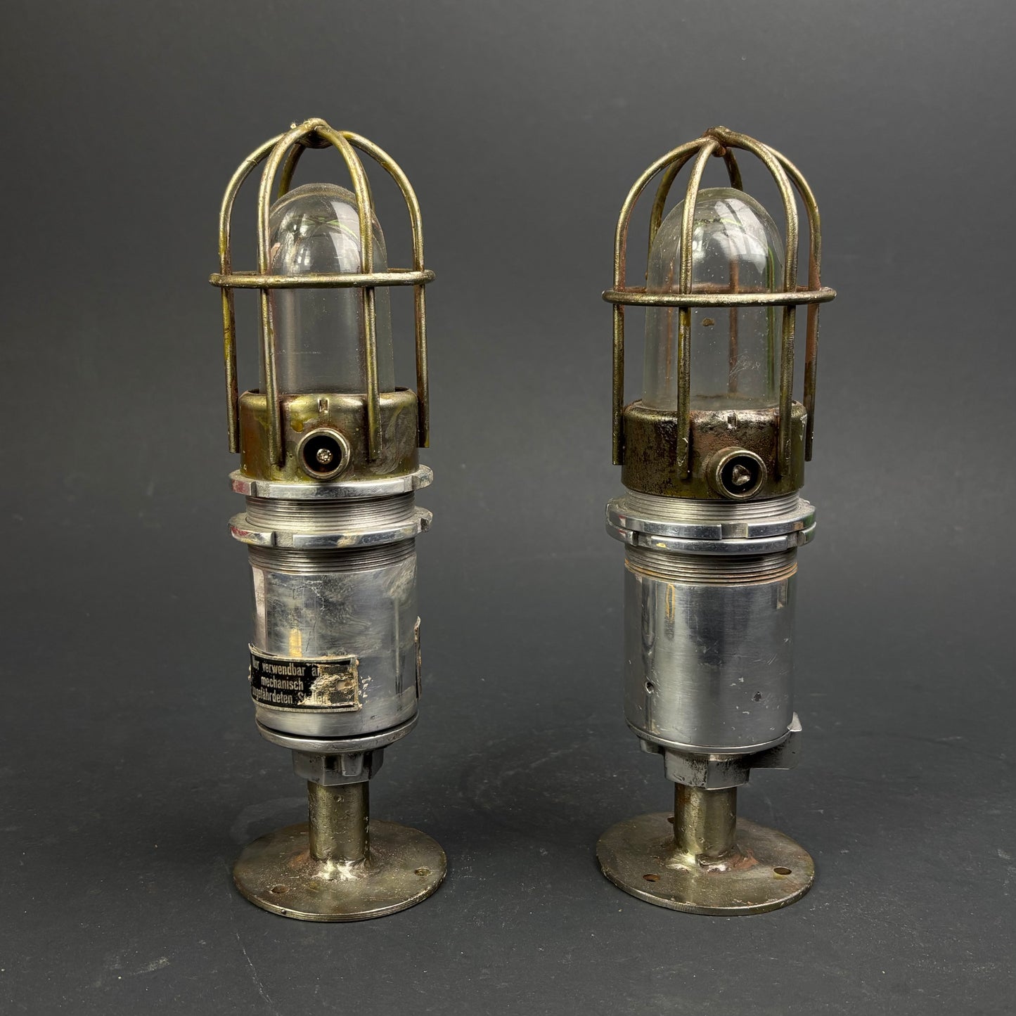 Pair of German Explosion-Proof Industrial Inspection Lights c.1960s–1980s