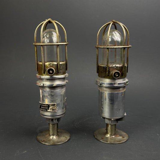 Pair of German Explosion-Proof Industrial Inspection Lights c.1960s–1980s