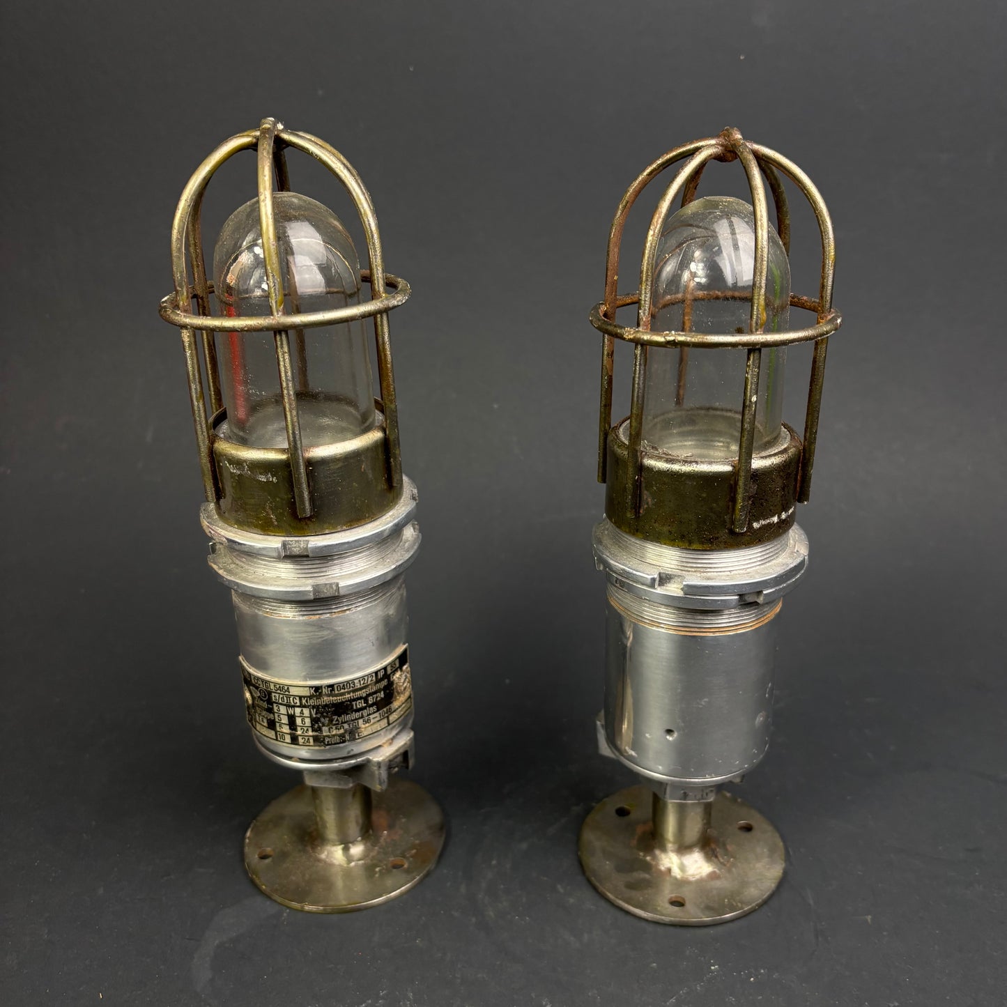 Pair of German Explosion-Proof Industrial Inspection Lights c.1960s–1980s