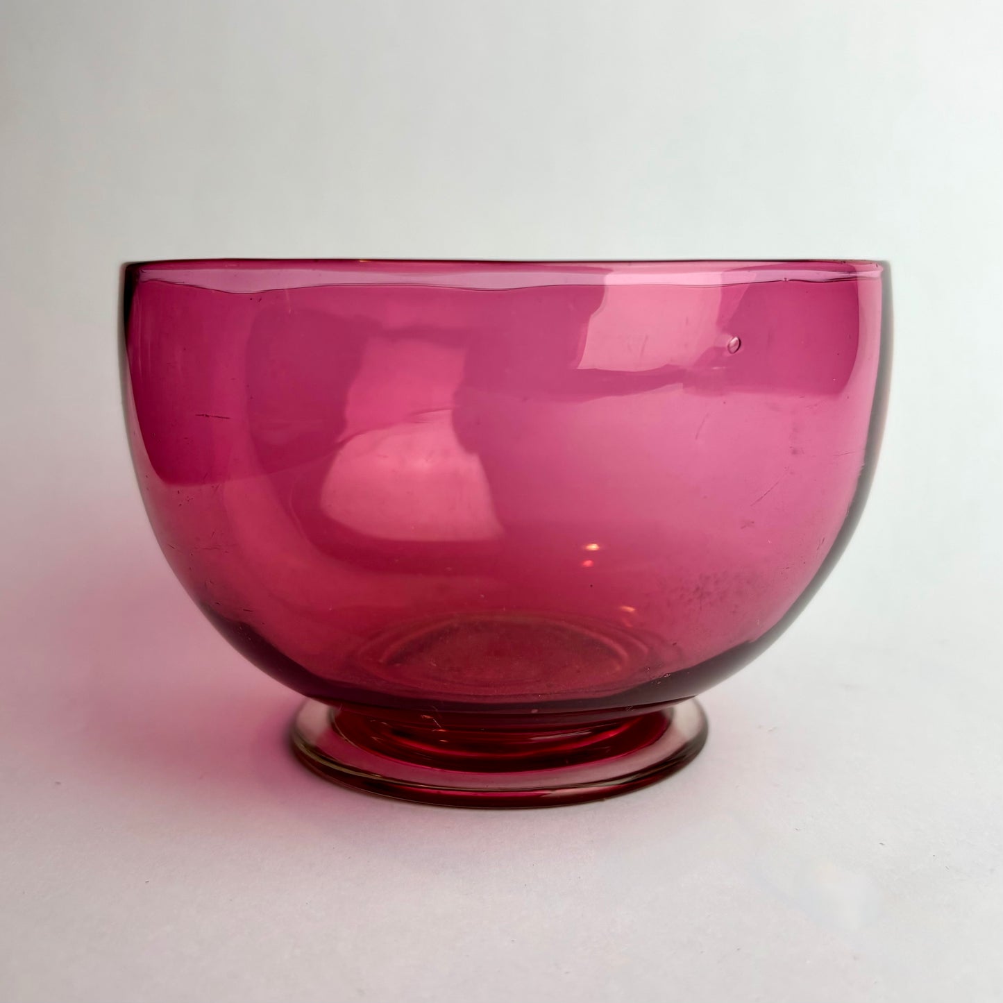 Victorian-Style Cranberry Glass Pedestal Bowl | Vintage Art Glass | 12cm
