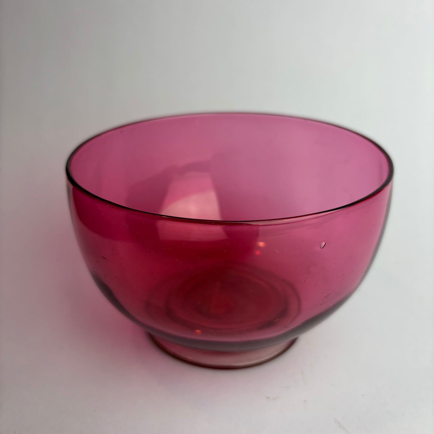 Victorian-Style Cranberry Glass Pedestal Bowl | Vintage Art Glass | 12cm