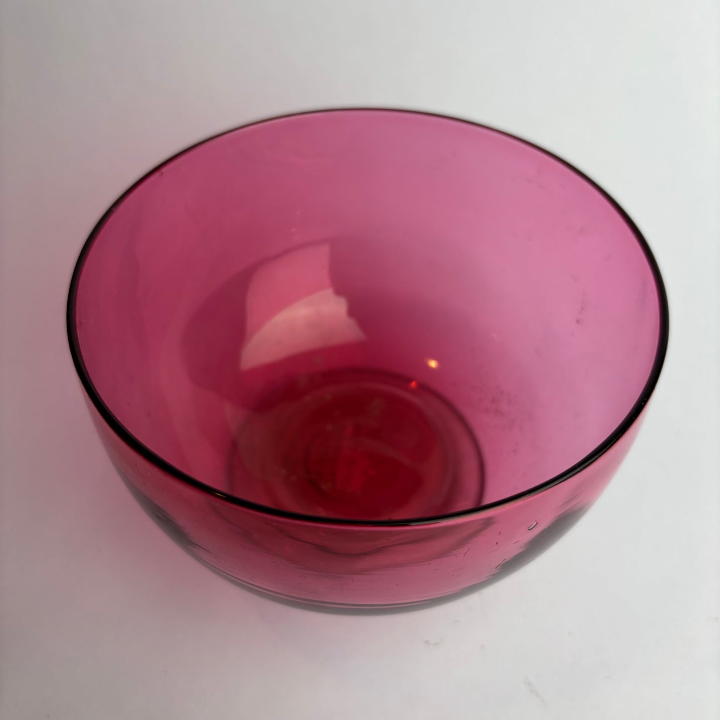 Victorian-Style Cranberry Glass Pedestal Bowl | Vintage Art Glass | 12cm