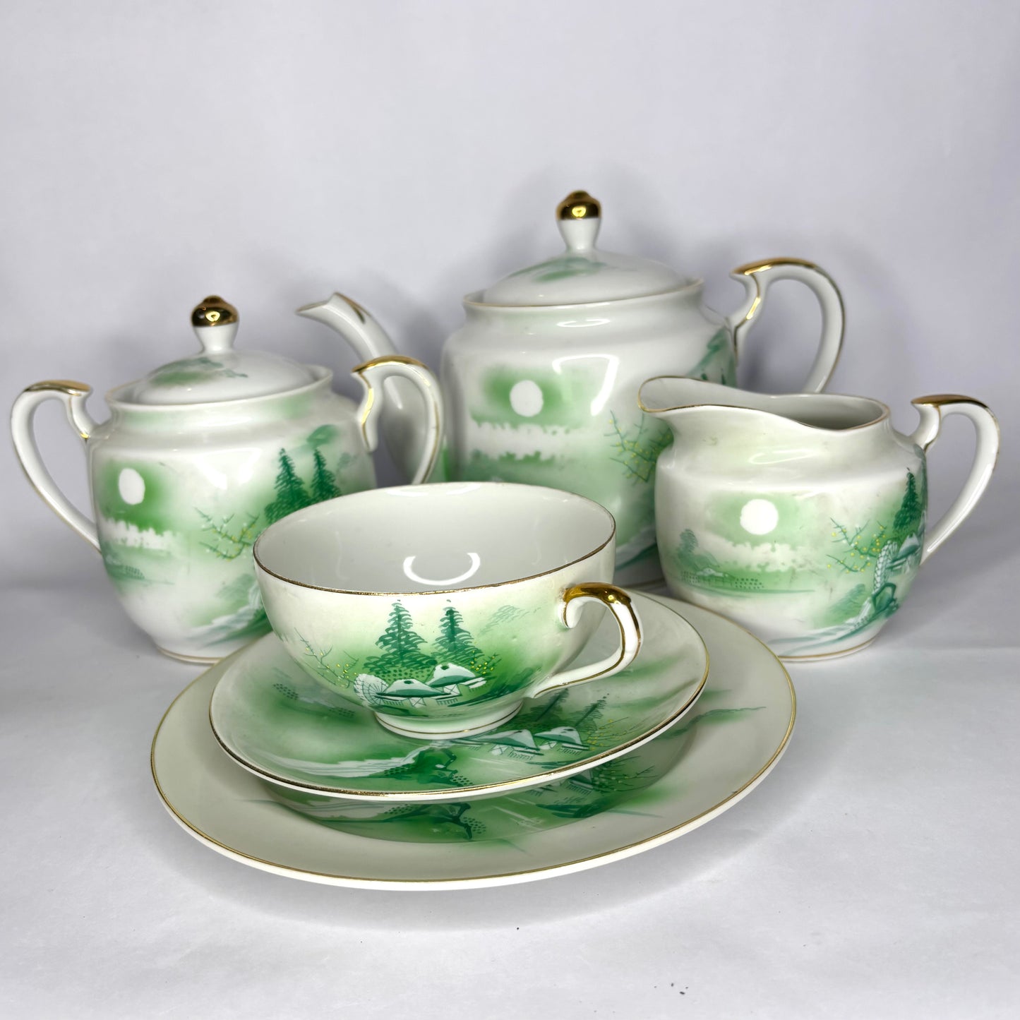 Vintage Hayasi China Kutani Lithophane Tea Set (c.1940s–60s)