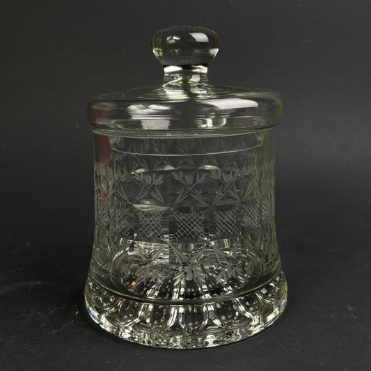 Heavy Cut Crystal Biscuit Barrel with Lid