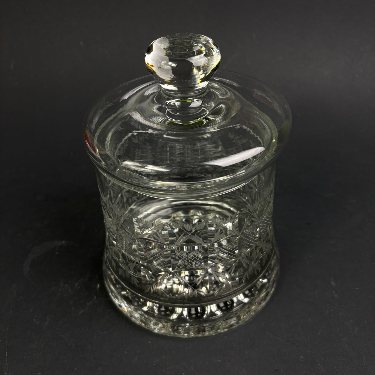 Heavy Cut Crystal Biscuit Barrel with Lid