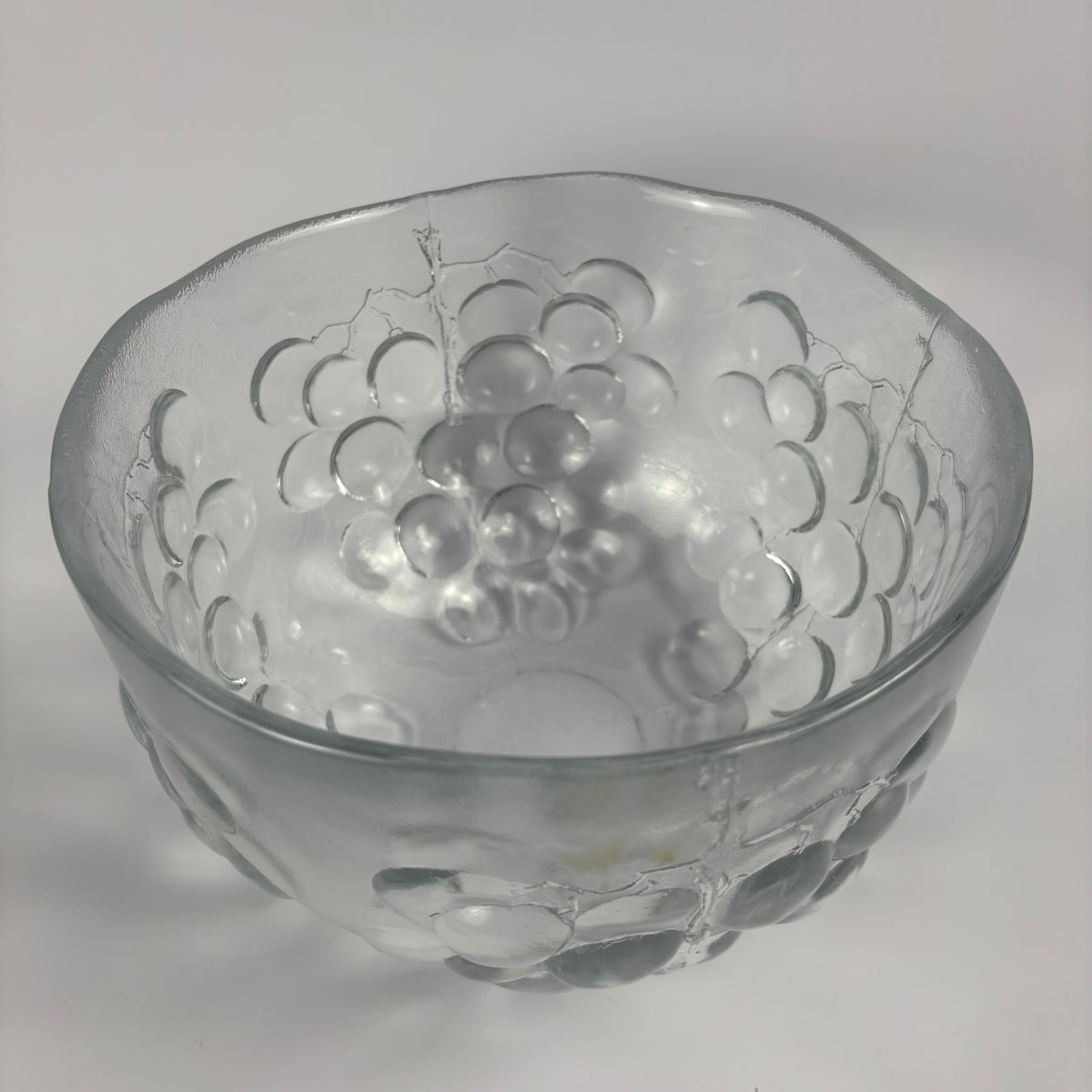 Kosta Boda Large Textured Glass Grape Bowl – Approx. 24 cm