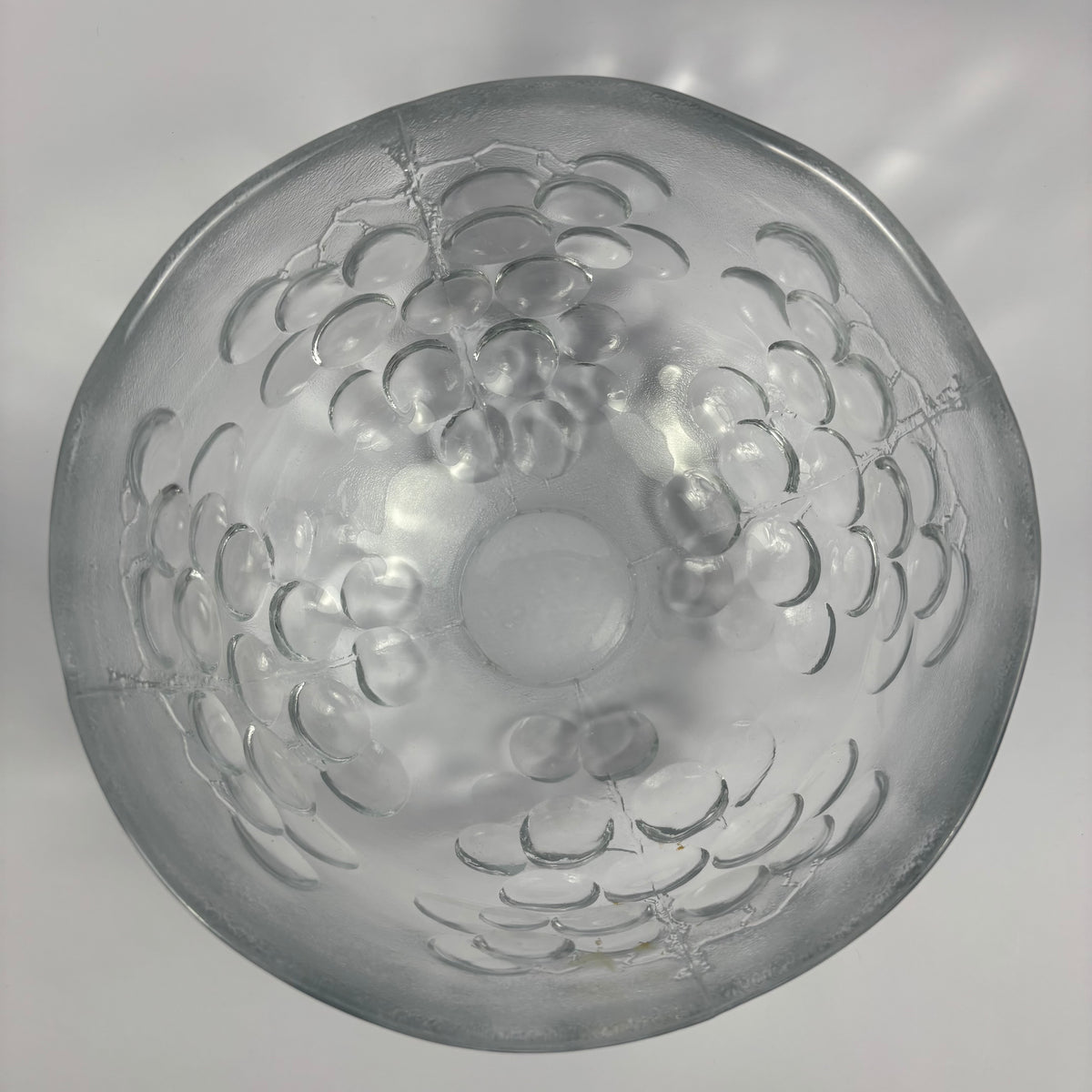 Kosta Boda Large Textured Glass Grape Bowl – Approx. 24 cm