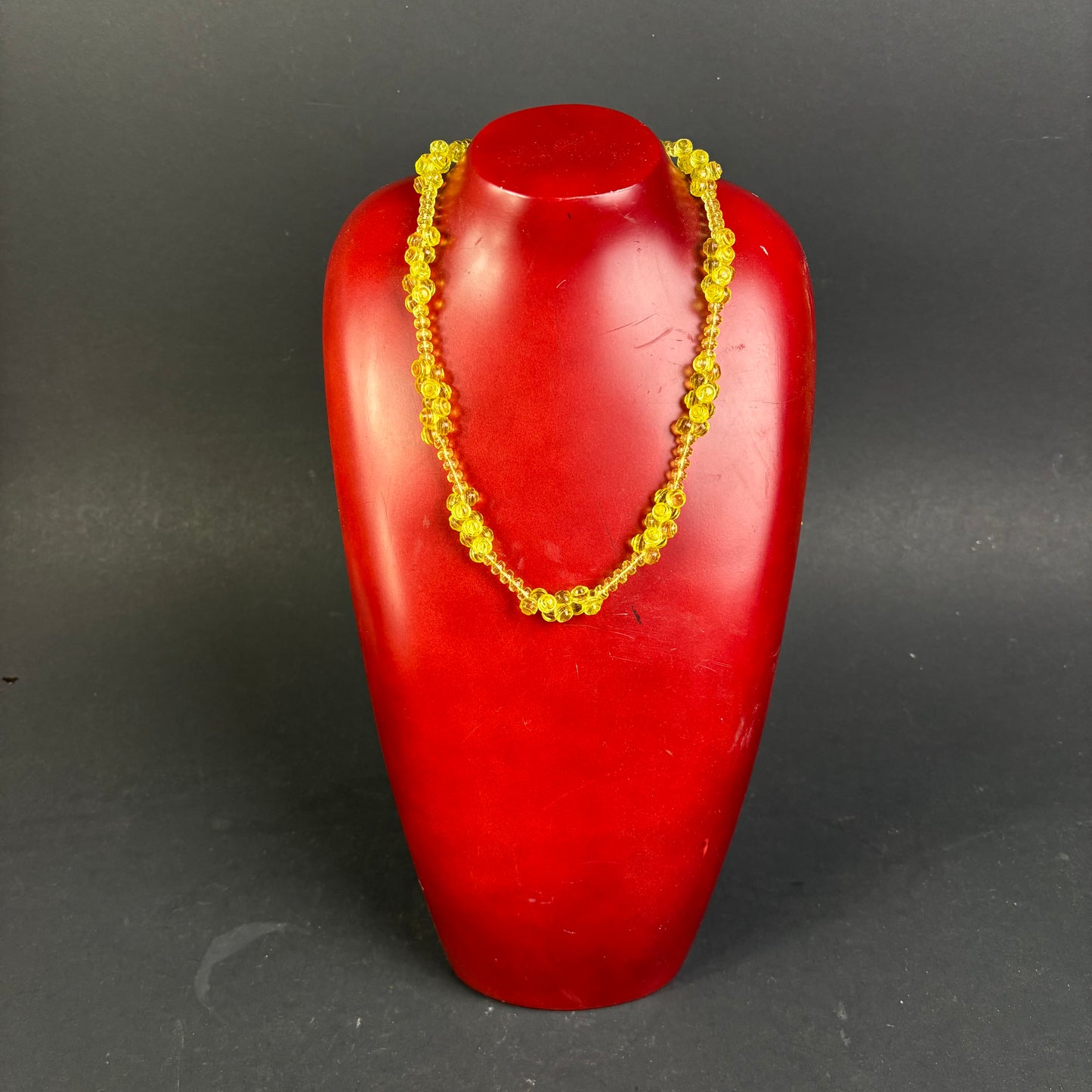 Vintage Uranium Glass Beaded Necklace c.1950s–1970s