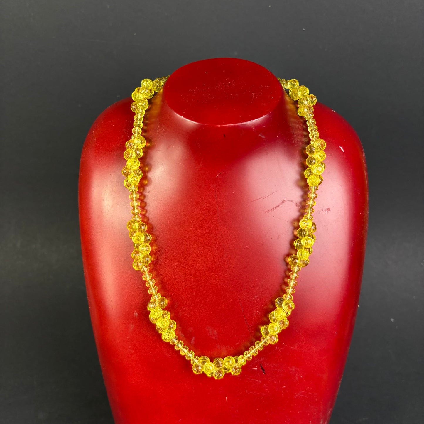 Vintage Uranium Glass Beaded Necklace c.1950s–1970s