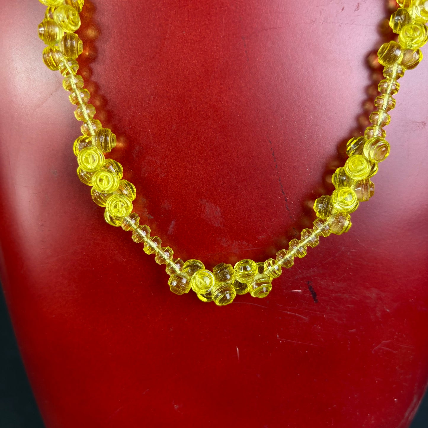 Vintage Uranium Glass Beaded Necklace c.1950s–1970s