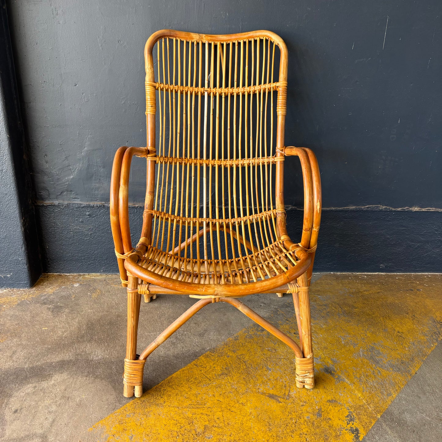 Vintage Rattan Lounge Chair (1970s Coastal Style)
