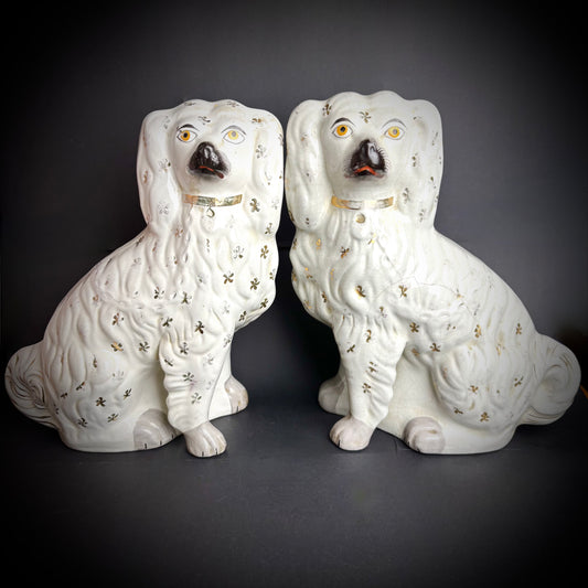 Pair of large antique Staffordshire Spaniels